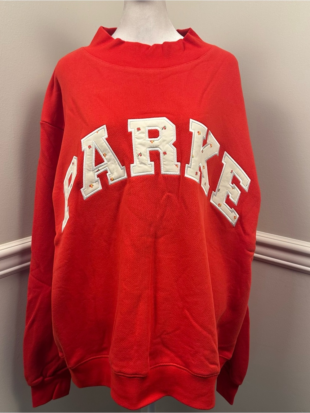 PARKE Ruby Crewneck Pullover Sweatshirt with Logo L/XL NEW